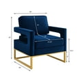 thumbnail image 2 of Velvet Barrel Accent Arm Chair, Upholstered Leisure Accent Arm Chair with Armrest and Gold Metal Base, Modern Comfy Club Side Couch Sofa Chair for Living Reading Guest Room Bedroom Office,Navy, 2 of 9