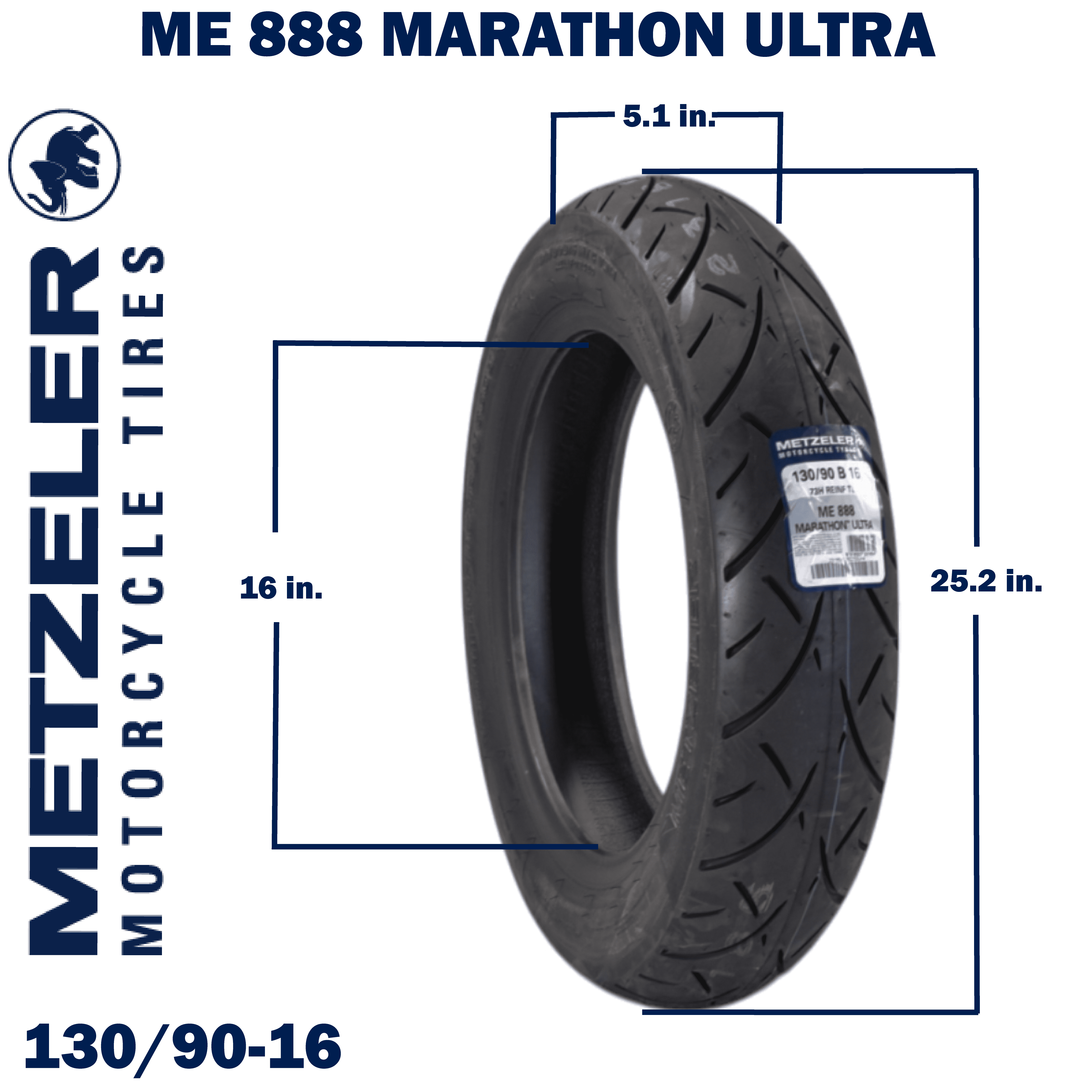 Metzeler ME 888 Marathon Ultra Front 100/90-18 56H Motorcycle Tire with Keychain