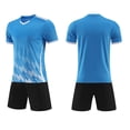thumbnail image 4 of Yuncity Boys Outfit Short Sleeve Crew Neck Graphic Print Tops With Shorts 2 Pieces Set Summer Youth Sport Football Outdoor Daily Wear Toddler Kids Clothes Set Size 12-13 Years Blue, 4 of 9