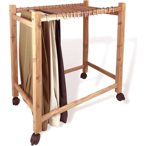 Cedar Elemnts Aromatic Red Cedar Pant RollingTrolley Trouser Rack Hangers (Regular Size 16 Rods)