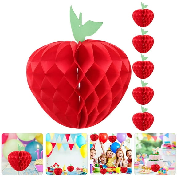 KALLORY 6Pcs Red Apple Honeycomb Decorations for Kids' Parties and Festival Decorations