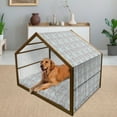 thumbnail image 2 of Floral Pet House, Abstract Design Lace Background Victorian Inspired Image Vintage Soft Colors, Outdoor & Indoor Portable Dog Kennel with Pillow and Cover, 5 Sizes, Grey Seafoam Tan, by Ambesonne, 2 of 4