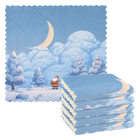 6 Pieces of Kitchen Towels 11x11Inch Kitchen Dish Cloths Kitchen Dish Towels Reuseable Cleaning Cloths Christmas Forest