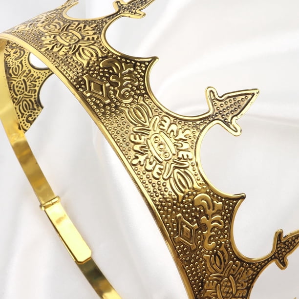 Corona Da Re Medievale In Oro Con Cristalli - Costume Uomo Per Matrimoni, Halloween, Feste A Tema - Foto 12