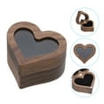 thumbnail image 3 of Caja de anillos de madera, cajas de anillos en forma de corazón con 2 ranuras, negra, 3 of 7