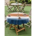 thumbnail image 4 of Outdoor Tablecloth with Umbrella Hole for Patio/Picnic/Party/Camping, Navy Blue Burnt Orange Ombre Waterproof Table Cloth Round Cover Washable, Modern Gradient Abstract (Dia 54"), 4 of 9