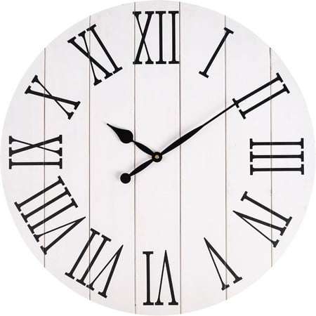24 Inch Large Wall Clock, Farmhouse Clock Wall Decor for Bedroom Living Room, Vintage Silent Wall Clock Battery Operated