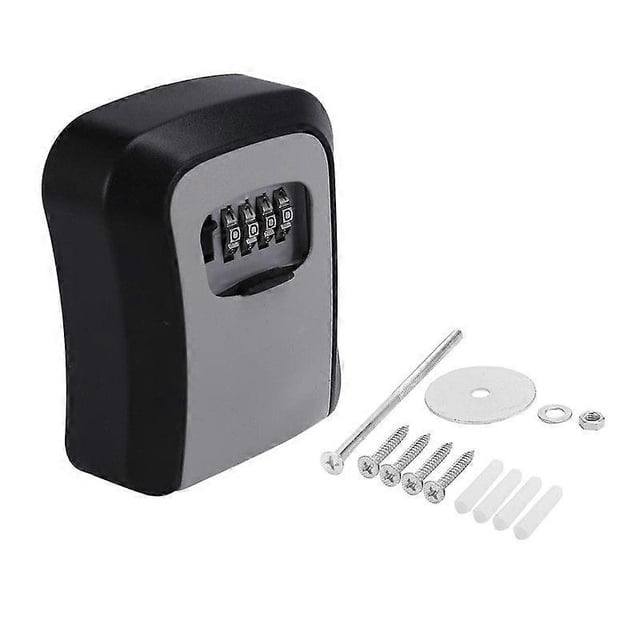 Caja de seguridad para llaves, caja fuerte para llaves de pared, resistente a la intemperie, con combinación de 4 dígitos, para uso interior y exterior.