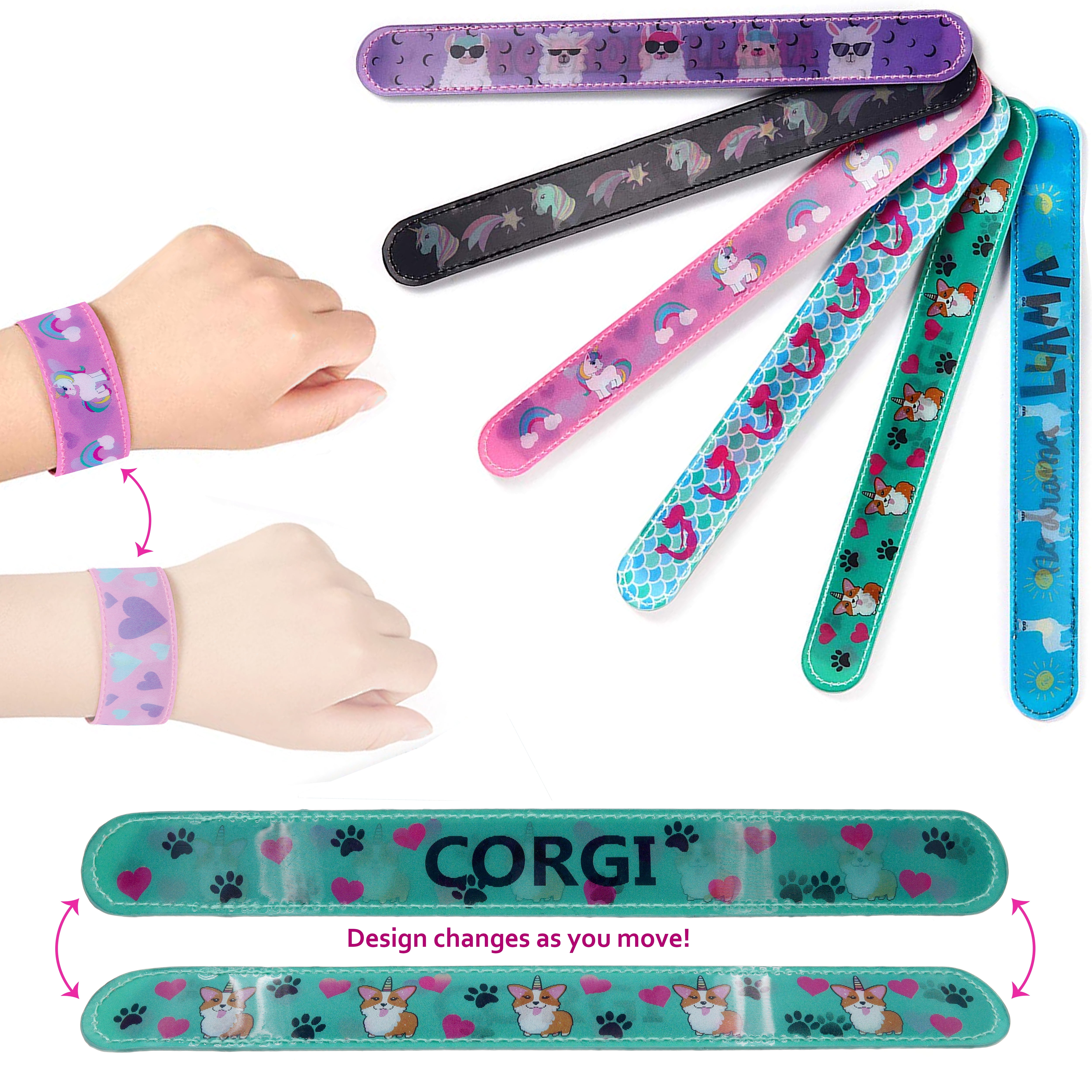 FROGSAC 6 3D Unicorn Corgi Llama Themed Slap Bracelets Walmart