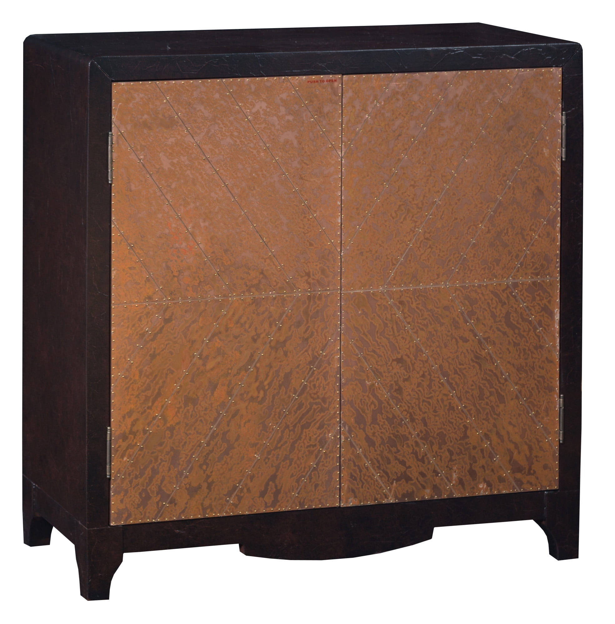 HomeFare Copper Chevron Door Bar Wine Cabinet Brown