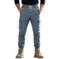 thumbnail image 5 of Men's Casual Cargo Joggers Pants Stretch Elastic Waist Drawstring Tapered Work Pants with Multi Pockets, 5 of 6