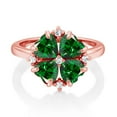 thumbnail image 2 of Gem Stone King 18K Rose Gold Plated Silver Green Zirconia Ring for Women (1.84 Cttw, Heart Shape 5MM, Gemstone Birthstone, Size 7), 2 of 3