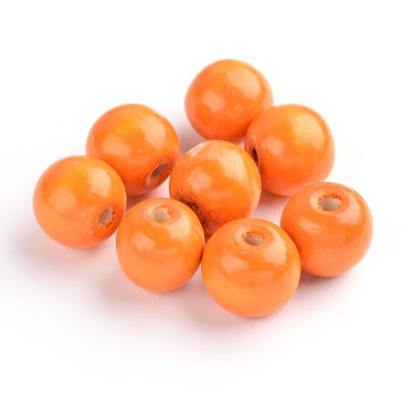 Natural Maple Wood Beads Dyed Round Orange 19~20x17.5~18mm Hole: 4.5mm