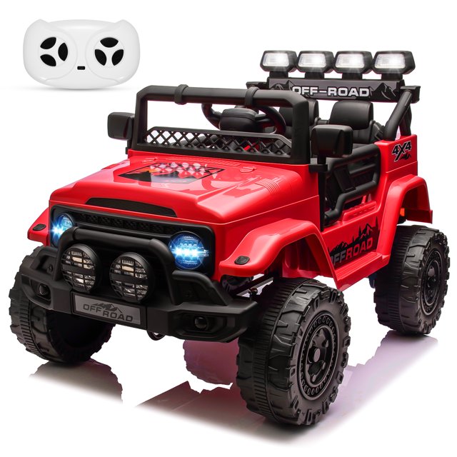 12V Ride-On Truck with Remote Control - 2WD Battery-Powered Toy Car with Spring Suspension & LED Lights