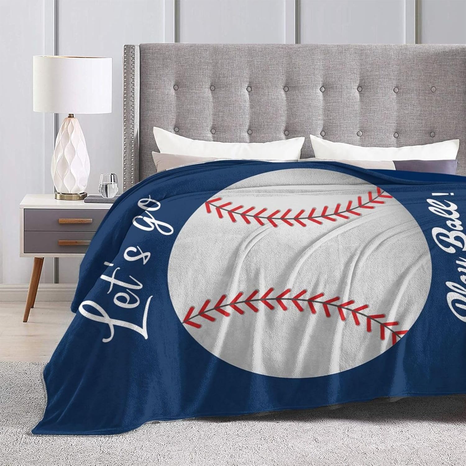 Baseball Blanket Sports Fleece Throw Blanket Super Soft Warm Cozy Fuzzy Plush Blanket Gifts for Girls Boys Kids Bed Decor 60"X80"