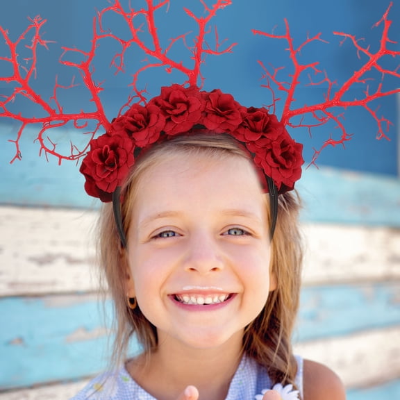 TABLZONE Red Plastic and Cloth Tree Branch Headband for Party Accessories