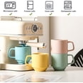 thumbnail image 2 of Adewnest Stackable Coffee Mugs Set: 13 oz Ceramic Stacking Cups for Cappuccino Latte Tea - Microwave Safe Mug for Home & Office - 4 PCS, 4 Color Assorted, 2 of 7
