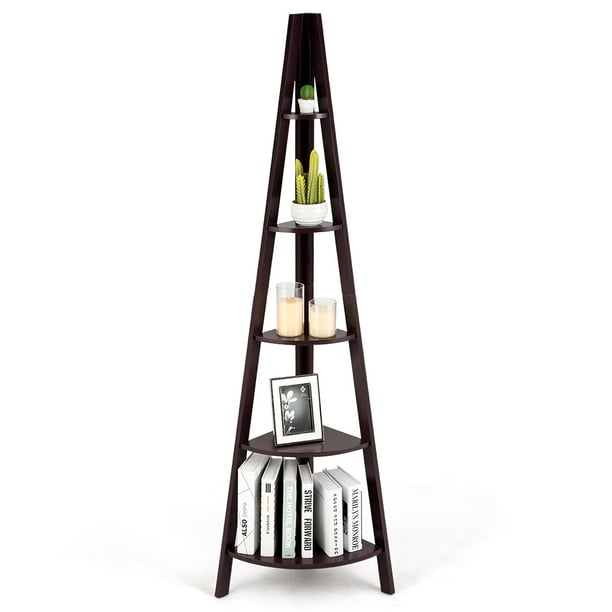 spurv Rose Kan ikke lide Costway 5 Tier Corner Ladder Shelf Floor Stand Shelves Bookshelf Display  Bookcase Brown - Walmart.com