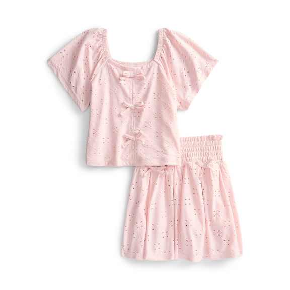 Derek Heart Girls Eyelet Top and Skort Set, 2-Piece, Sizes 4-18