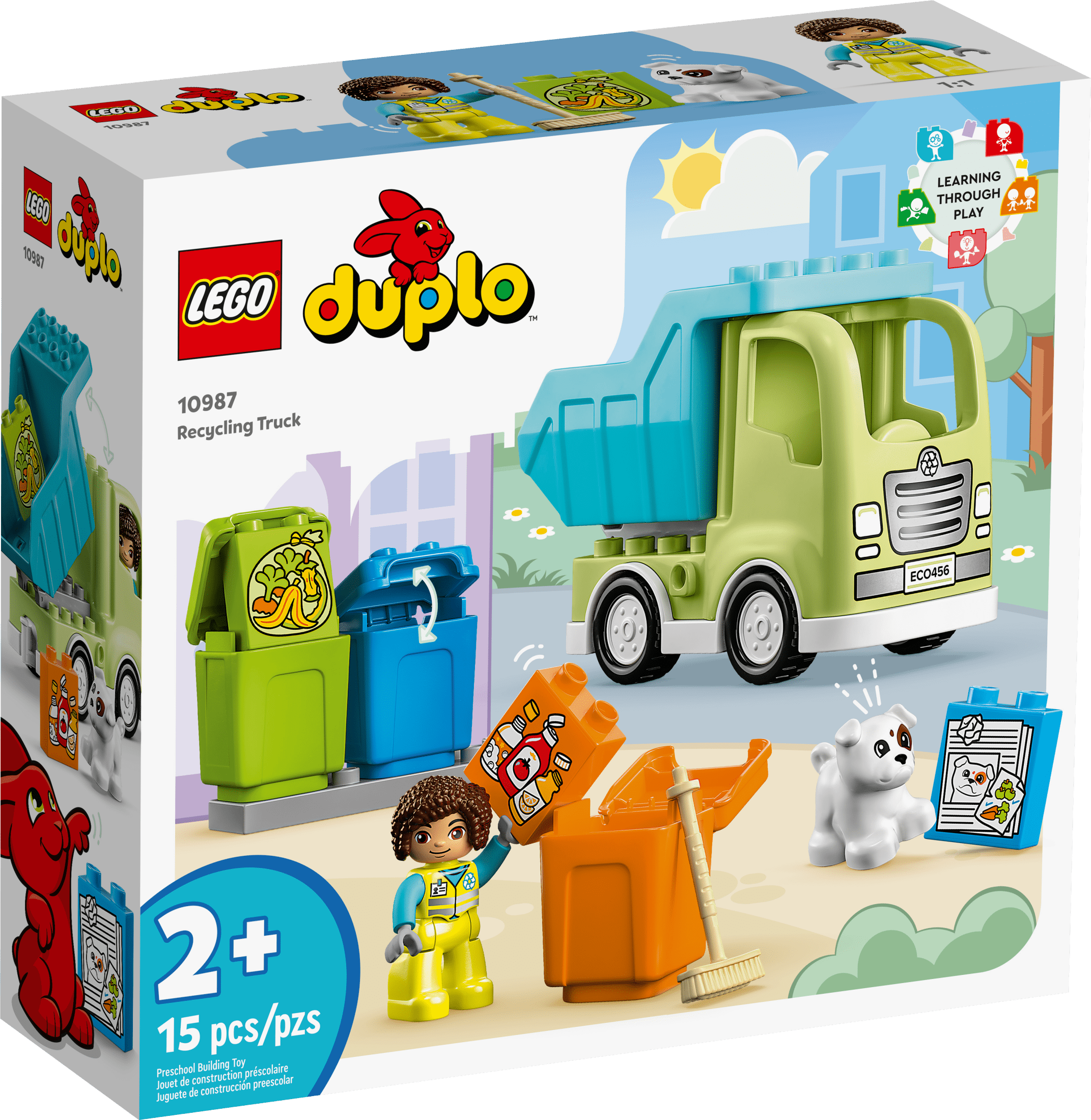 LEGO DUPLO Town Recycling Truck 10987 Building Toy Set, Learn through Play with this STEM Creative Birthday Gift for Toddlers, Boys, Girls Ages 2+, Comes with 3 Sorting Bins for Recycling
