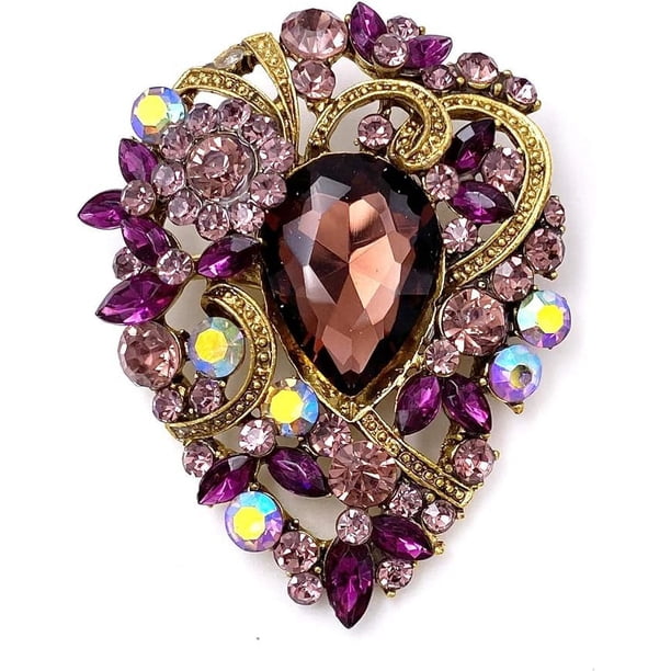 Broche clásico elegante de cristal austriaco para mujer,