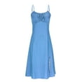 thumbnail image 4 of Elvqul Dresses for Women Midi Dresses Side Split Flowy Square Neck Polka Dot Light Blue Spaghetti Strap Summer Womens Cami Dresses, 4 of 9