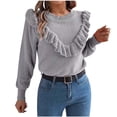 thumbnail image 2 of Itsame Pullover Sweater Women Loose Crew Neck Sweaters Long Sleeve New Solid Color Casual Sweatertop Gray Size XL, 2 of 9