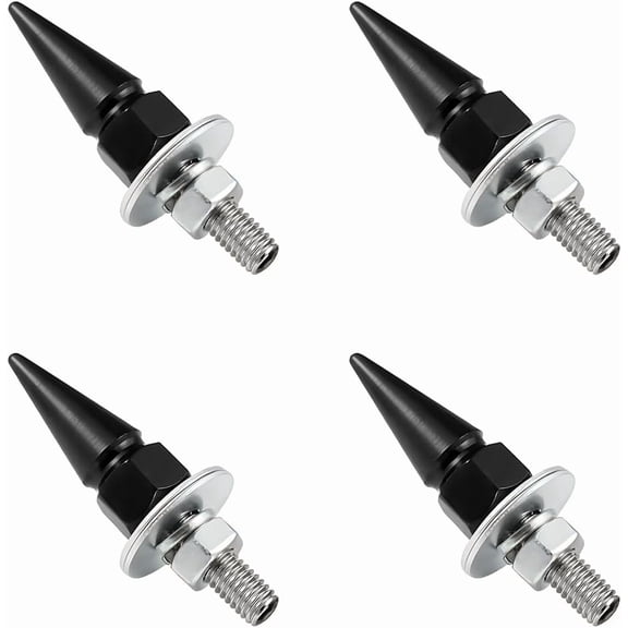 chasenew 4 PCS Spikes License Plate Screws for Car, Anti Theft Spike Shape Aluminum Car Plate Frame Fastenings Bolt, Cool Licence Plate Screw Set for Car Truck Motorcycle, Car Accessories Black