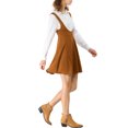thumbnail image 5 of INSPIRE CHIC Women's Overall Dress Solid U Neck Button Decor Flared Hem 3XL Brown, 5 of 9