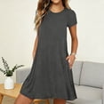 thumbnail image 2 of Taqqpue Women Plus Size T Shirt Dress Casual Stripe Printed Crewneck Sundress Loose Fit Short Sleeve Beach Dress for Women, 2 of 9