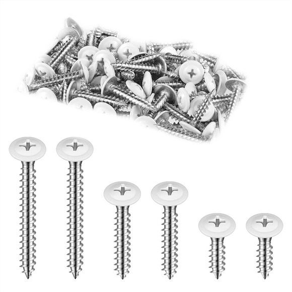 8 White Screws Wood Sheet Metal Screw Thread Truss Head Fast Self Tapping White Pan Cabinet Screws Wood Work