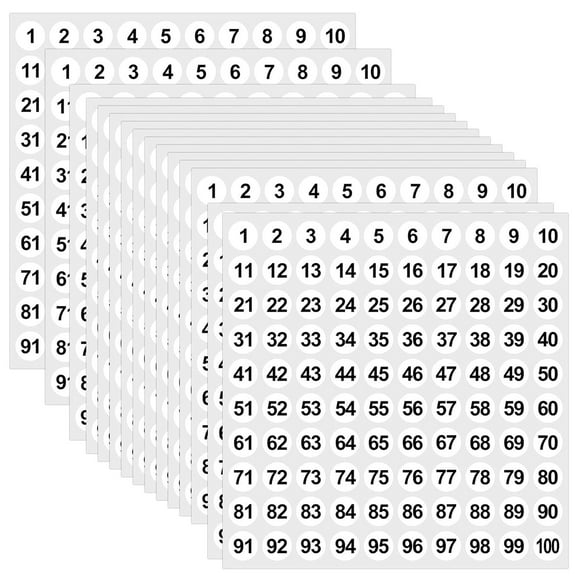 Miangastore 2500pcs Number Stickers 1-100 Consecutive Round Labels Self-Adhesive Small Decals for Organizing Storage Boxes Office School Supplies