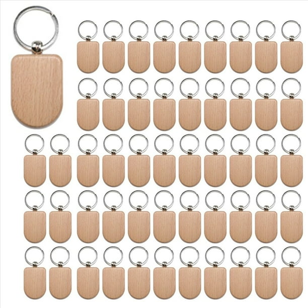 100 Piezas de Etiquetas para Llaves Madera en , Espacios en para Grabado de Llaves, de Madera Sin Terminar,Etiquetas para Llaves Estilo 7