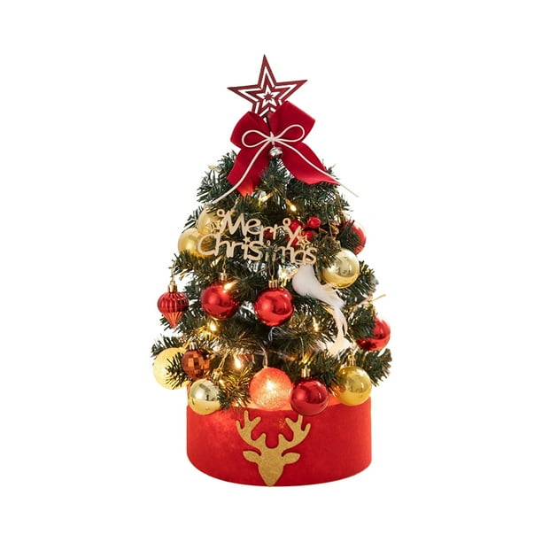 17.72/23.62 Inch Lighted Mini Christmas Tree Small Desktop Christmas