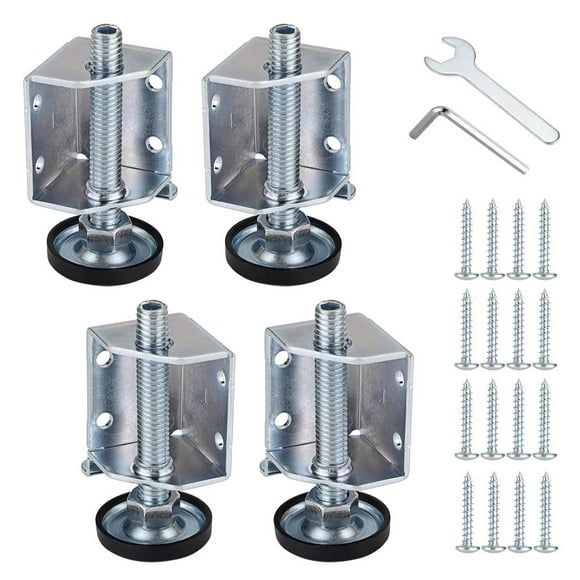 Ownmy Patas niveladoras ajustables de alta resistencia, protector de esquina, soporte de protección, patas niveladoras para muebles, mesa, gabinetes, banco de trabajo, 2 patas niveladoras de esquina i
