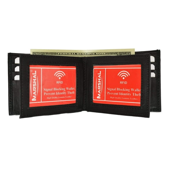 Marshal RFID Leather Mens Wallet Bifold Fixed Flip 3 Window ID RFID P 1852 (C)