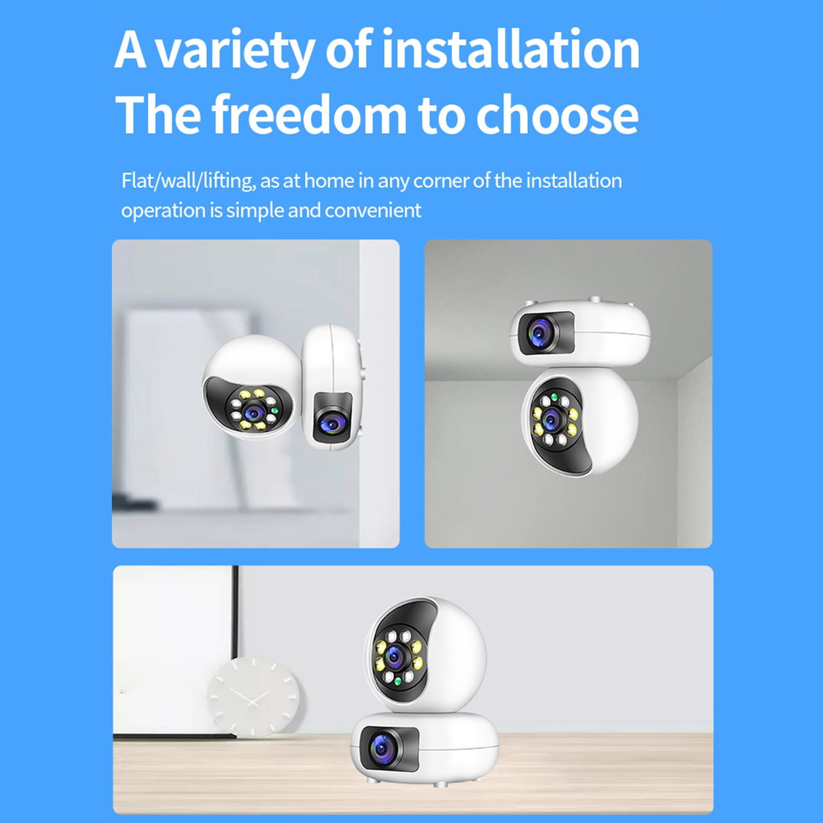 COM1950s Security Camera Indoor Wireless 2Mp Wifi Camera with Dual Screens Baby Monitor Night Vision Indoor Mini Ptz Security Ip Camera Cctv Surveillance Cameras