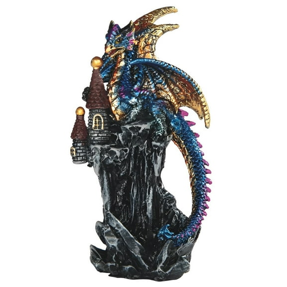 FC Design 4.25"H Blue Dragon on Castle Figurine Statue Sculpture Ornament Decoration Home/Room Decor and Unique Gift Ideas for Housewarming, Holidays and Birthdays
