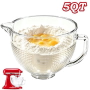 Uscover Glass Mixer Bowl for Kitchenaid 4.5-5 Quart Tilt-Head Stand Mixers, 5 qt Mixing Bowl for Kitchen Aid with Measurement Markings & Handle