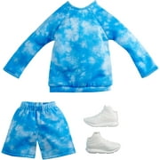 ​Barbie Fashions Pack: Ken Doll Clothes with Blue Tie-Dye top, Matching Shorts & 1 Pair of Sneakers, Gift for Kids 3 to 8 Years Old