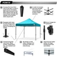thumbnail image 6 of ABCCANOPY 10' x 10' Turquoise Outdoor Commercial Instant Shelter Metal Patio Pop-Up Canopy, 6 of 9