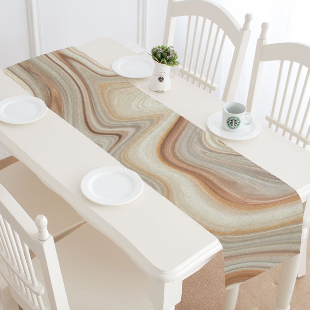 MYPOP Marble Texture Table Runner Home Decor 14x72 Inch, Unique Custom