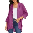 thumbnail image 2 of Women's Cardigan Fashionable And Casual Solid Color V Neck Long Sleeved Button Cardigan,Purple Women's Cardigan XXXL, 2 of 9