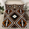 thumbnail image 2 of Rustic Western Twin Bed Sheets For Men,Southwestern Aztec Sheet Set Bohemian Bedding Set Mexican Style Geometric Diamond Farmhouse Fitted Sheet Brown Black White Flat Sheet 1 Pillow Case, 2 of 5