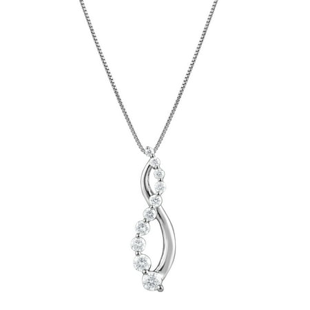 Unique Moments 1/4 Ct Lab Grown Diamond Journey Pendant Necklace in Silver for Women (H-I, SI-I1) 18"