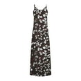 thumbnail image 4 of QLEICOM Women's Summer Casual Floral Printed Bohemian Spaghetti Strap Floral Long Maxi Dress with Pockets Boho Printed Hoop Sling Beach Long Dress Dark Gray A S, US Size: 4, 4 of 4