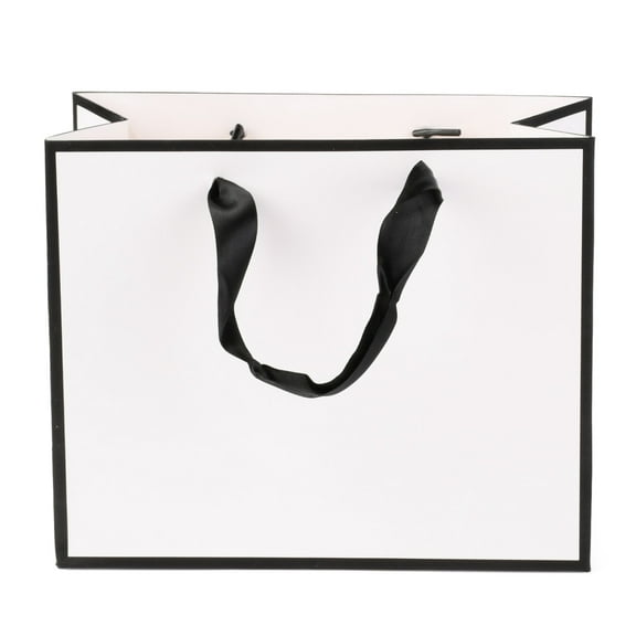 10 pc Rectangle Paper Bags with Handles for Gift Bags and Shopping Bags White 18x22x0.6cm