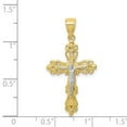 thumbnail image 2 of Auriga Fine Jewelry 10K Yellow Gold Rhodium Crucifix Cross Pendant for Women (L-35 mm,W-19 mm), 2 of 5