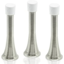 3X Wall Mounted Chrome Spring Door Stop Sprung Stopper Skirting Board Buffer with 3X Replacement Rubber tip