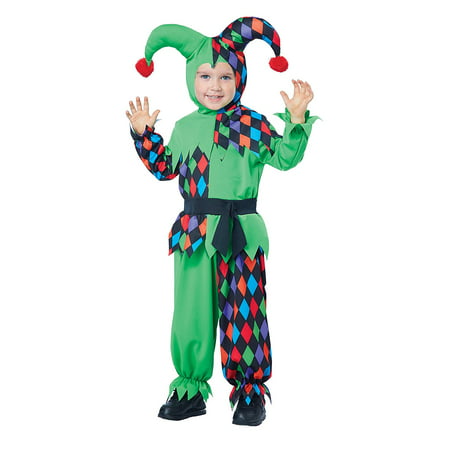 Junior Jester Toddler Costume, Size 3-4, Costume includes a jumpsuit, headpiece and belt By California Costumes